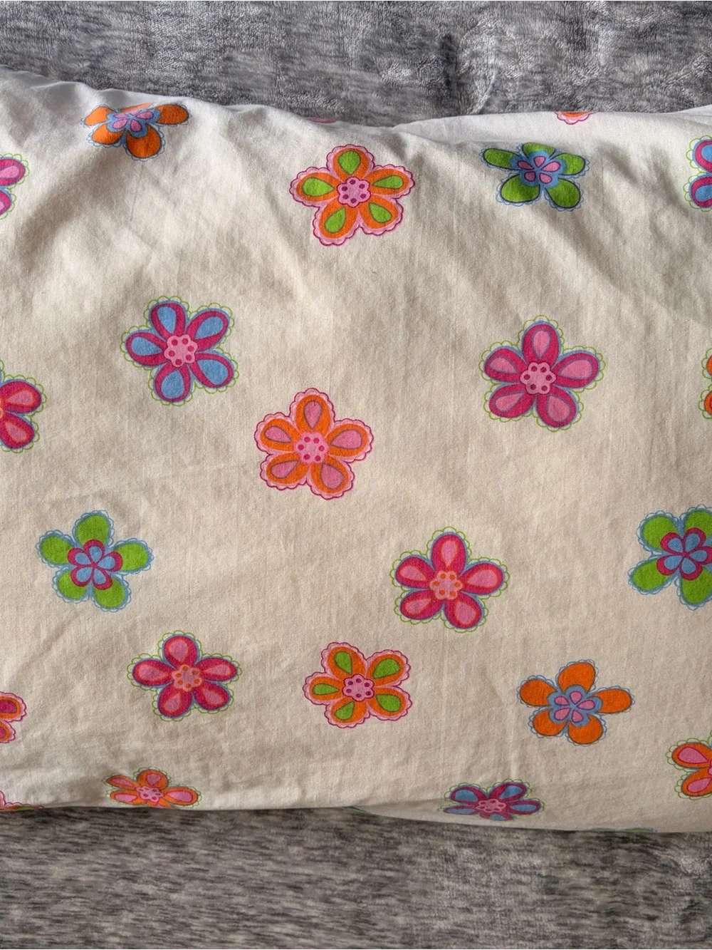 Floral Print Pillowcase in Cream with Multicolor Flowers